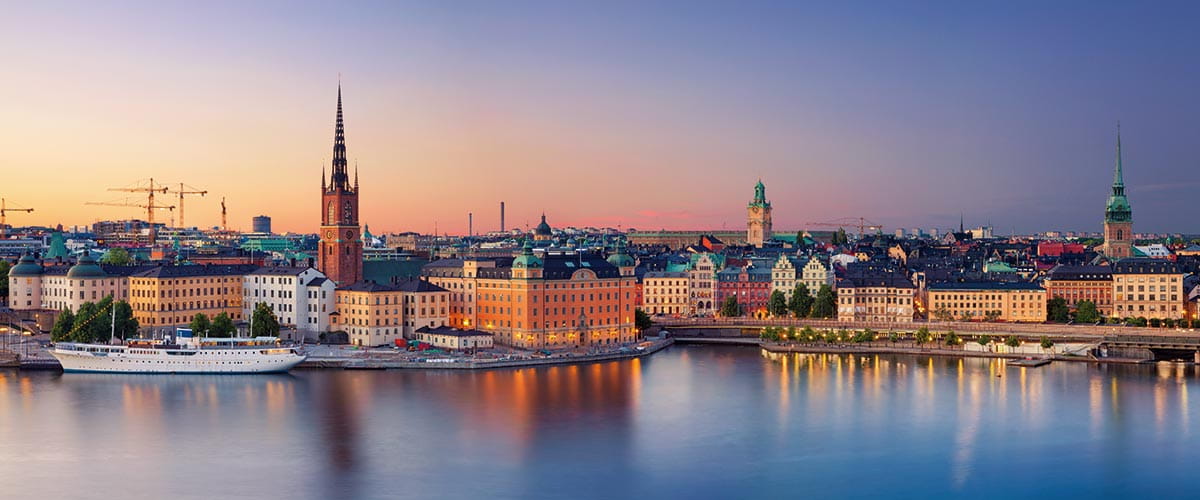 Gamla Stan in Stockholm at sunset, Sweden